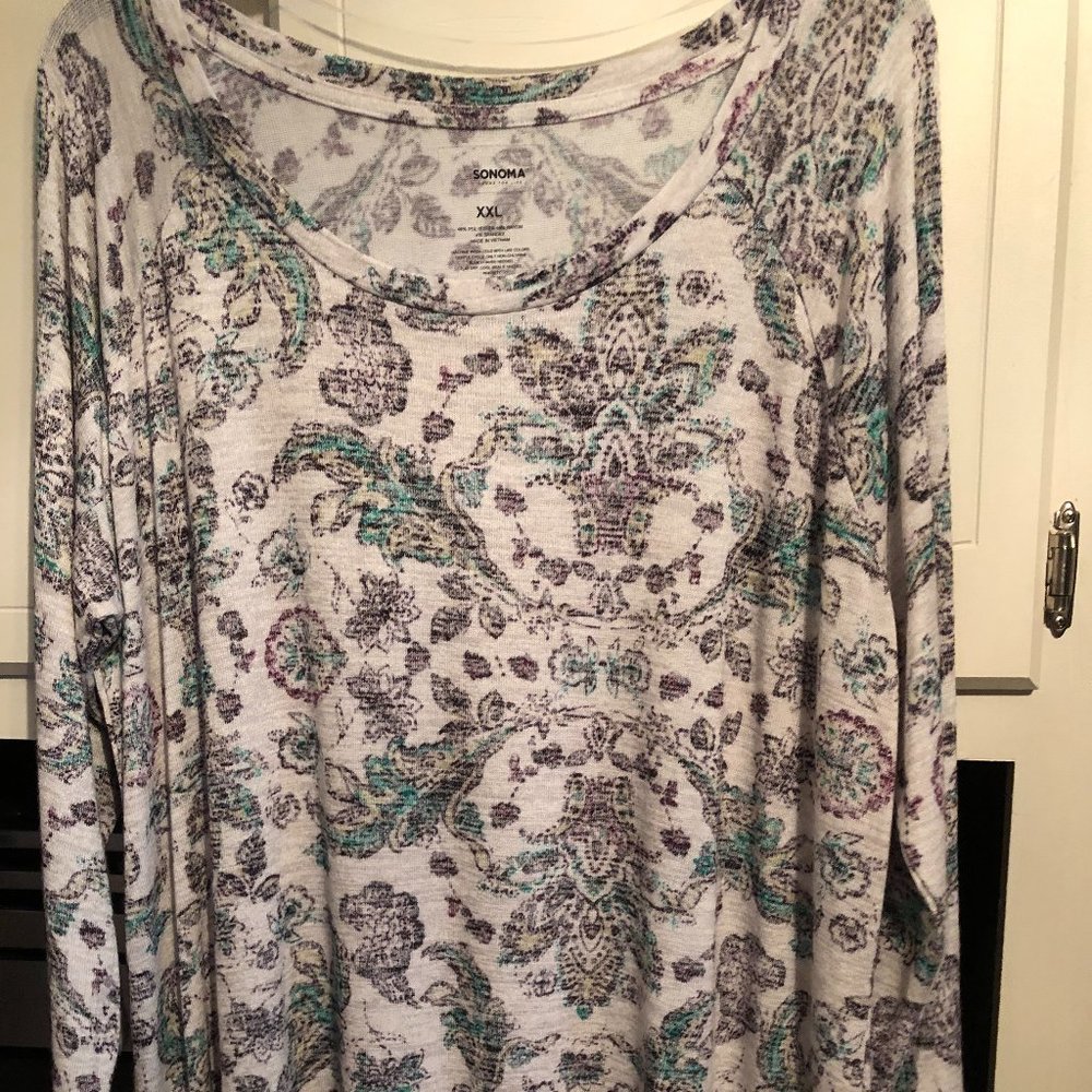 Sonoma women's white/burgundy/green XXL top